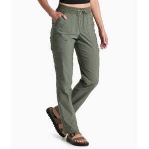 KUHL Trekr Straight Leg Hiking Cargo Pants Olive Green Womens Size Small Reg EUC